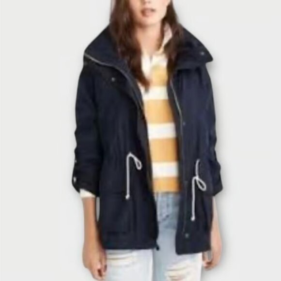Abercrombie & Fitch Navy Cinched Waist Utility Anorak Jacket Size Small - Picture 1 of 9
